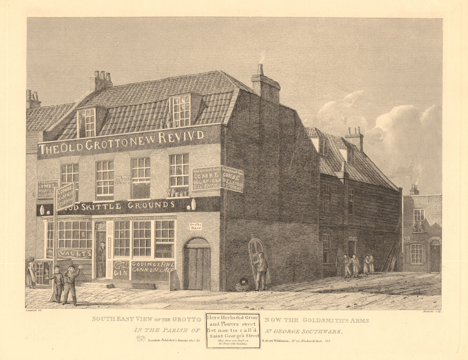 GOLDSMITHS ARMS PUB, 96 Southwark Bridge Road. Originally 'The Grotto' 1834